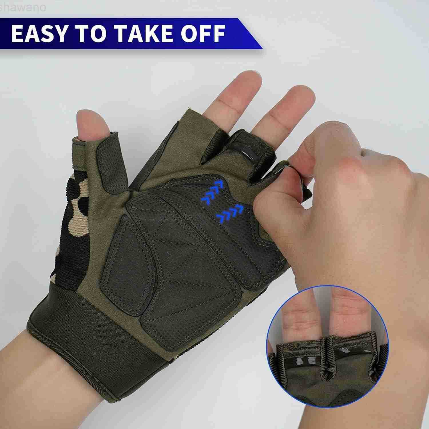 Fingerless Gloves for Airsoft Shooting Half Finger Hunting Hiking Cycling Driving Motorcycle Climbing Work Gloves M210603W250911