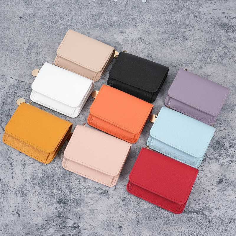Vintage Solid Color Short Wallet Portable Bifold Coin Purse Womens Credit Card Holder W250911