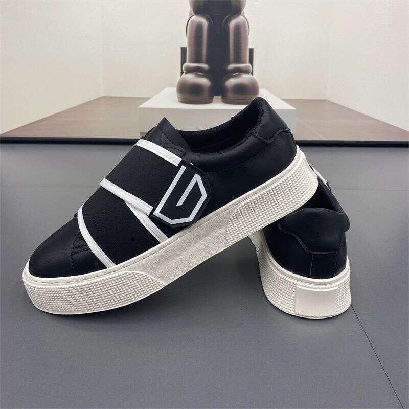 Men's 2024 Spring Summer New Breathable Versatile Student Thick Sole Slip-On Casual Shoes Velcro Sneakers
