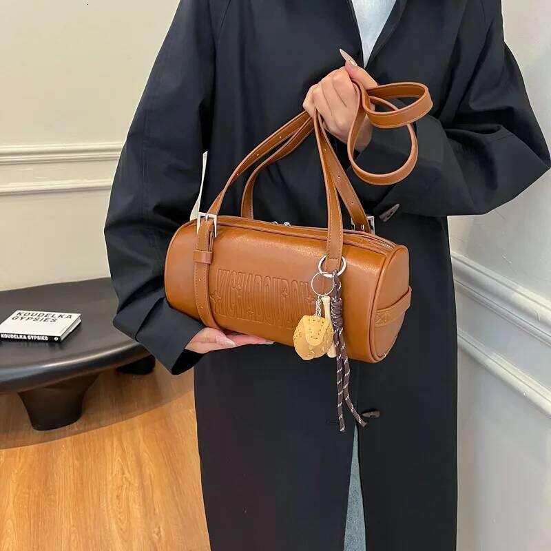 Cross Body Bag Multifunctional Cylinder Shaped Shoulder Bags For Women Latest Designer Handbags With Pendant Clutch Purse