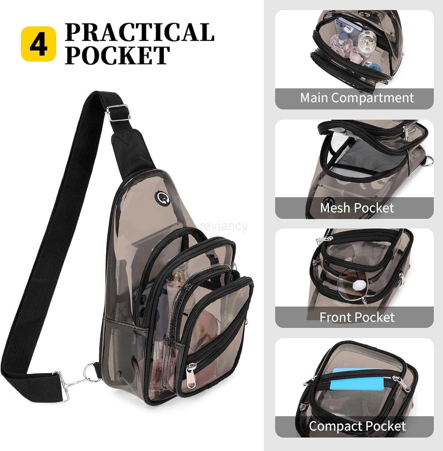 Clear Bag for Stadium Events Clear Backpack Purse for Women Waterproof PVC Crossbody Fanny Pack for ConcertW250911