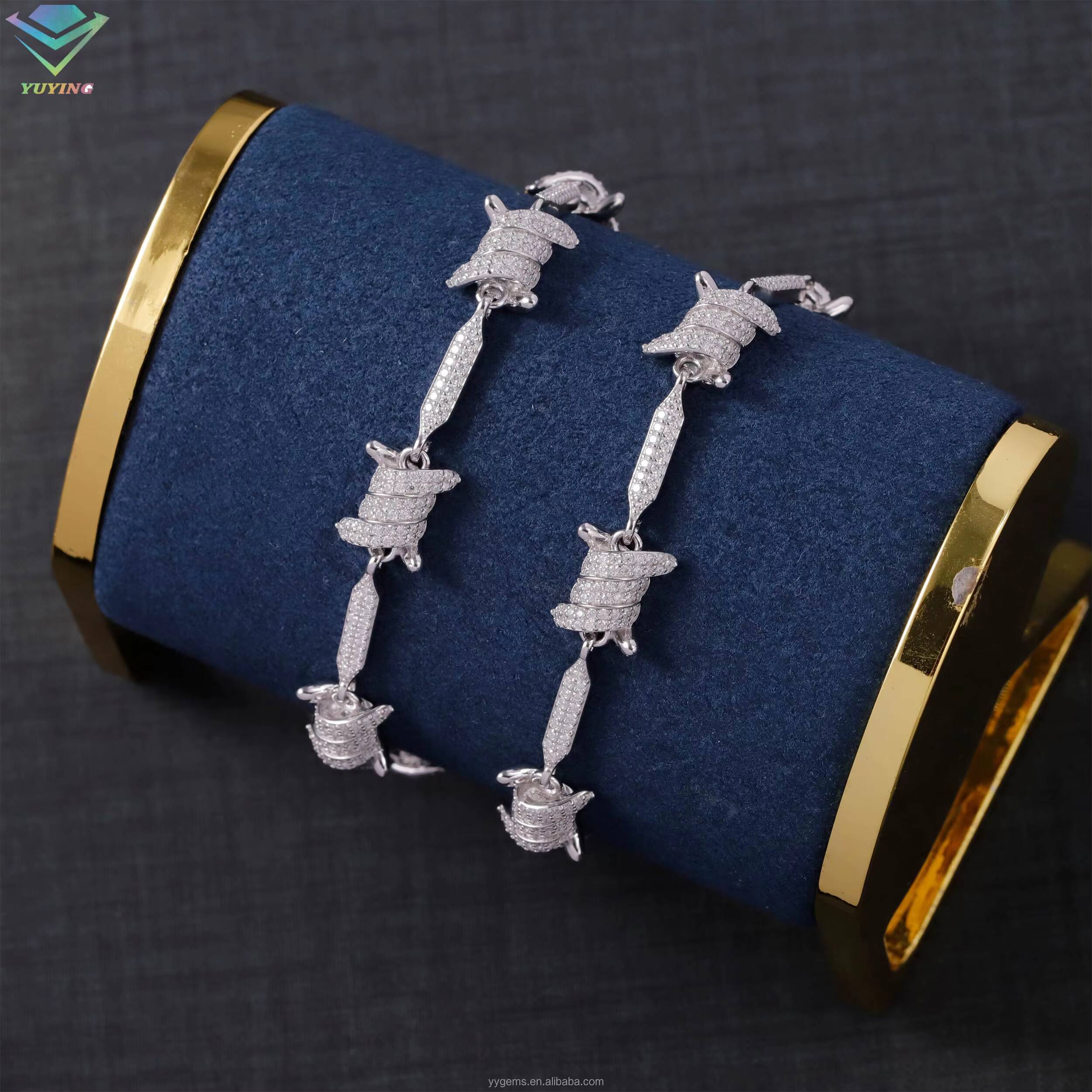 925 Silver Vvs Moissanite Diamond Bracelet for Mans Hiphop Jewelry