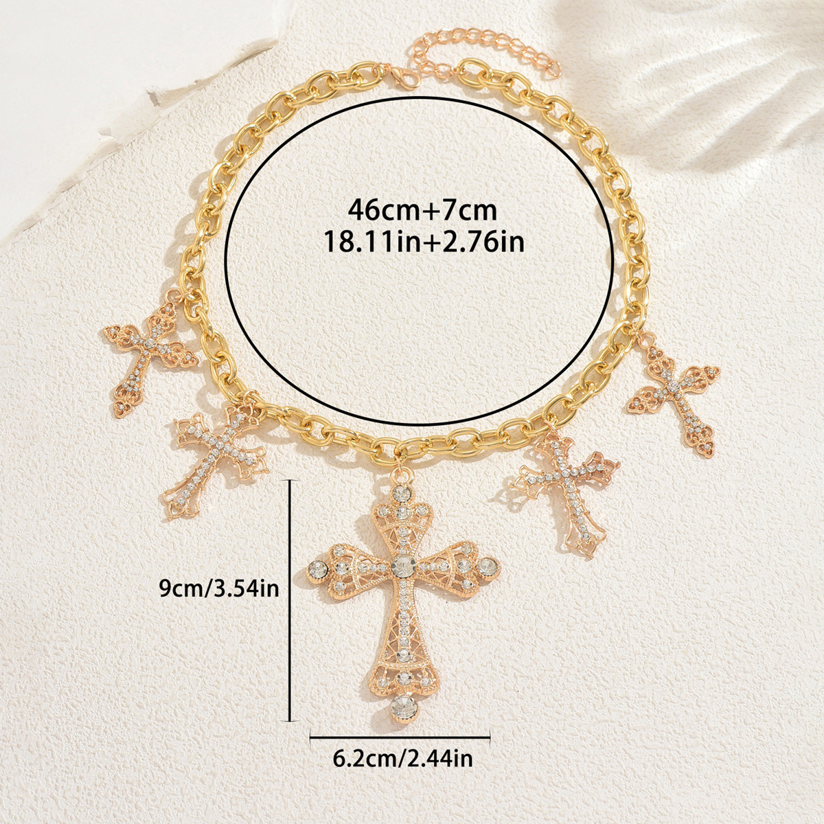 Luxury Brand Designer Jewelry European And American New Women's Necklace Geometric Cross Inlaid With Diamonds Design Pendant Collarbone Chain Ver