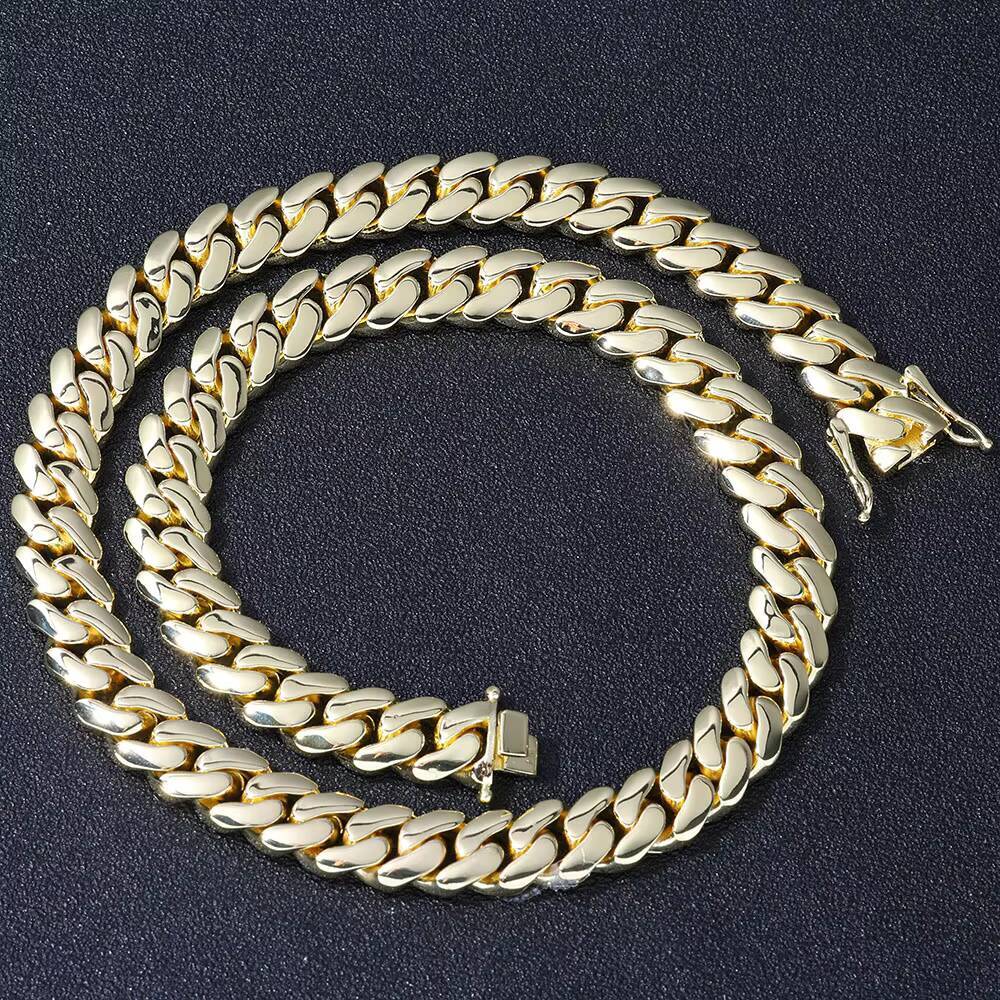 NUOYA Wholesale 10mm22mm Solid Cuban Chain Necklace 14K Gold Plated Heavy Miami Cuban Link Chain Hip Hop Men Fine Jewelry