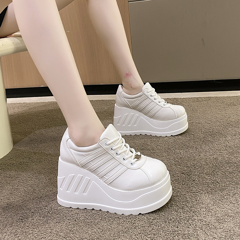 Women's Pumps New Spring Autumn 2025 Fashion Round Head High Heels Slope Heel Shoes Lace-Up Leisure Shoes Women Chunky Platform Fashion Sneakers 