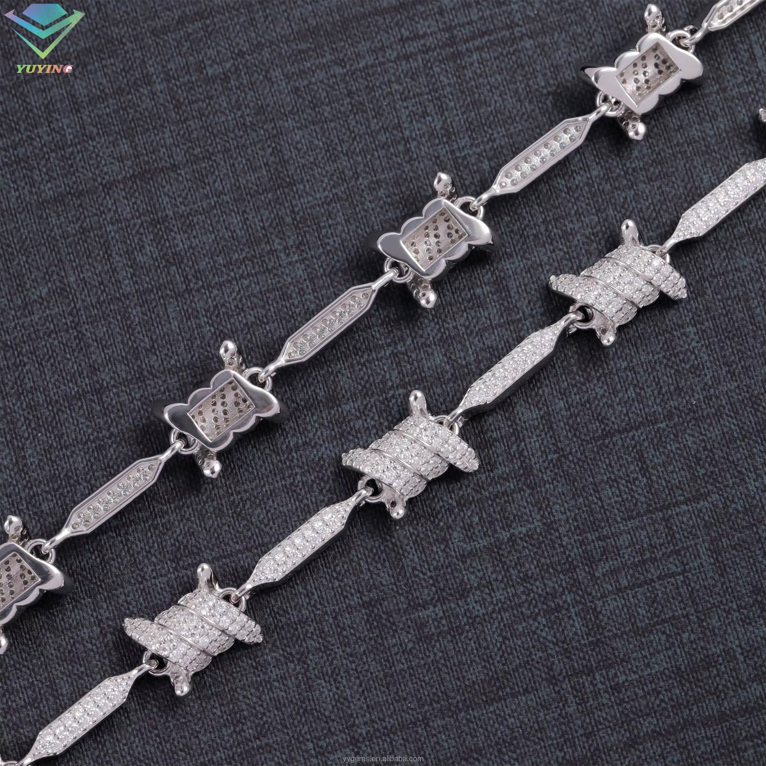 925 Silver Vvs Moissanite Diamond Bracelet for Mans Hiphop Jewelry