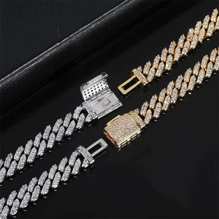 Wholesale 8mm Cuban Chain Flap Buckle Single Zircon Mens Copper Cuban Chain Necklace Bracelet