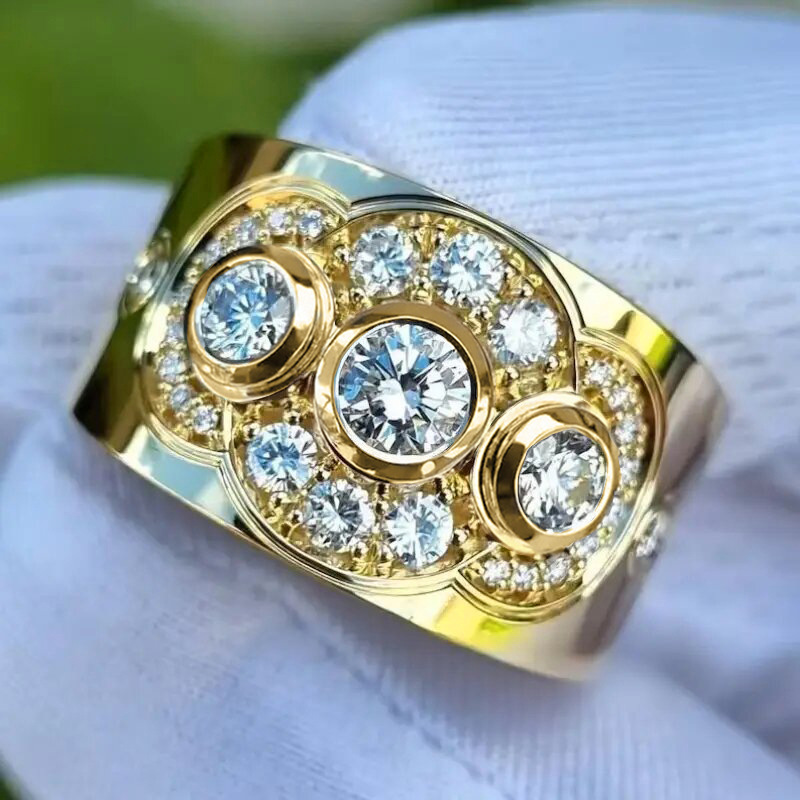 2025 Choucong Handmade Wedding Rings Vintage Jewelry 18k Gold Fill Round Cut 5A Cubic Zircon CZ Diamond Gemstones Party Women Court Women Engagement B