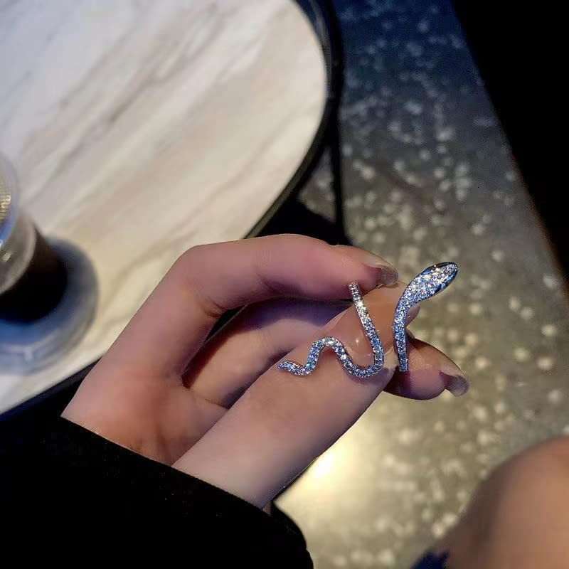 Snake-Shaped Alloy for Women Fashionable Light Luxury Niche Girls Minimalist Style High-End Open Index Finger Trendy Ring