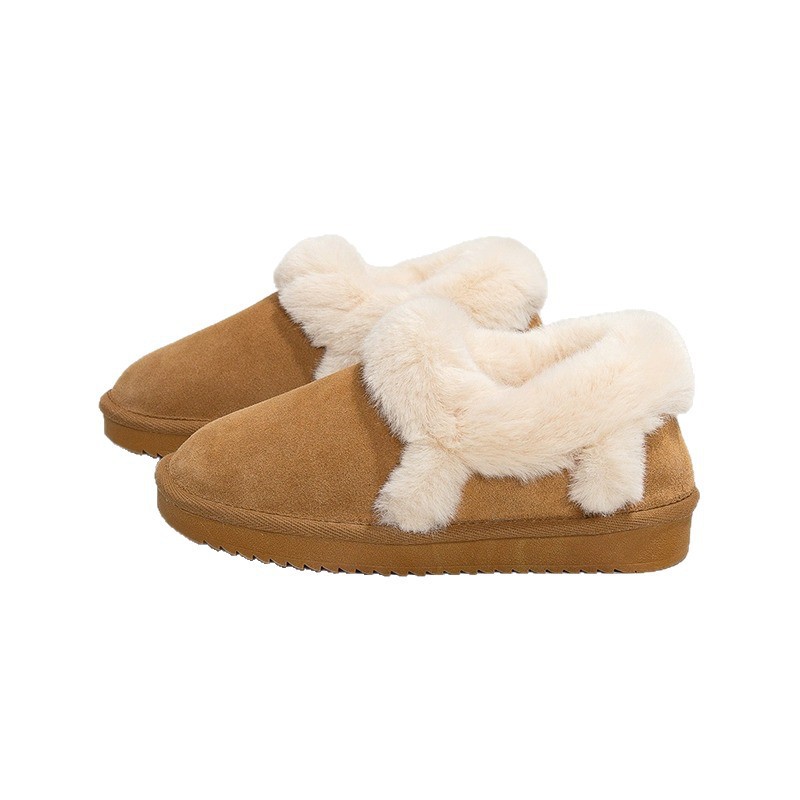 Barphil Women's Cotton Shoes 2025 Autumn and Winter New Style Fleece-Lined Warm Outdoor Nubuck Leather Snow Boots Anti-Slip and Waterproof