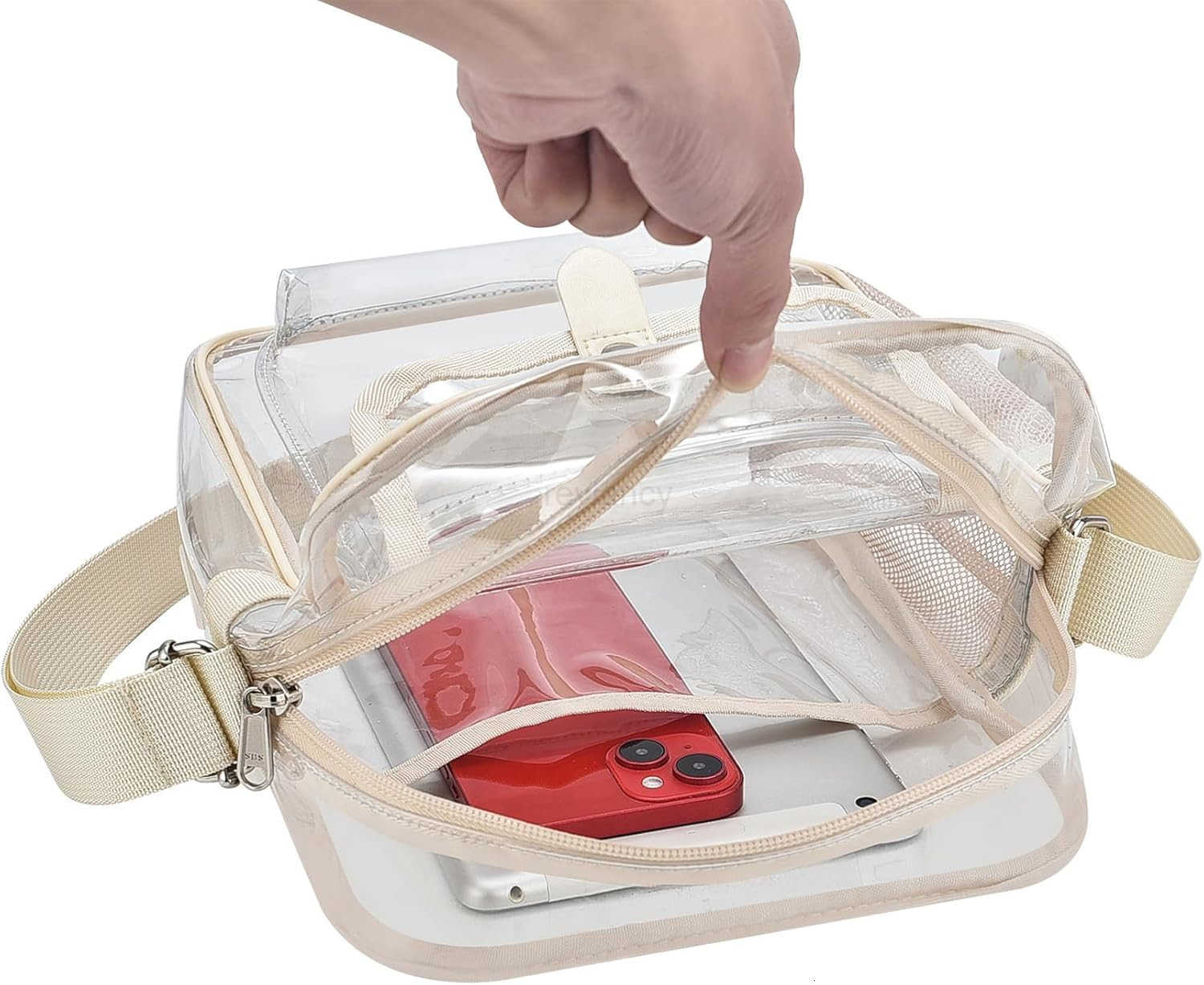 Clear Crossbody Bag for Stadium Events Concerts Adjustable Shoulder Strap Purse with 1 Bottle HolderW250911