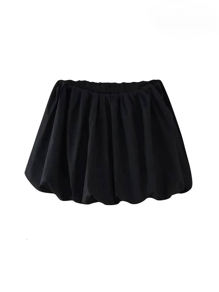Mooyufon Women's Balloon Mini Skirt, Mid Elastic Waist, Voluminous Hem, Female Skirts, Fashion dongdumaoyi