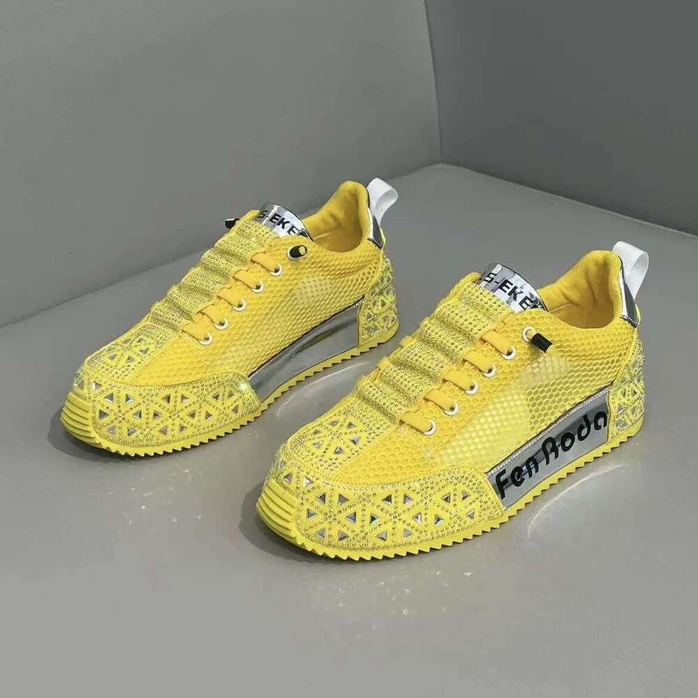 Slip-On Full Diamond Dad 2025 New Low-Top Comfortable Breathable Mesh Sole Height-Increasing Versatile Casual Men's Shoes