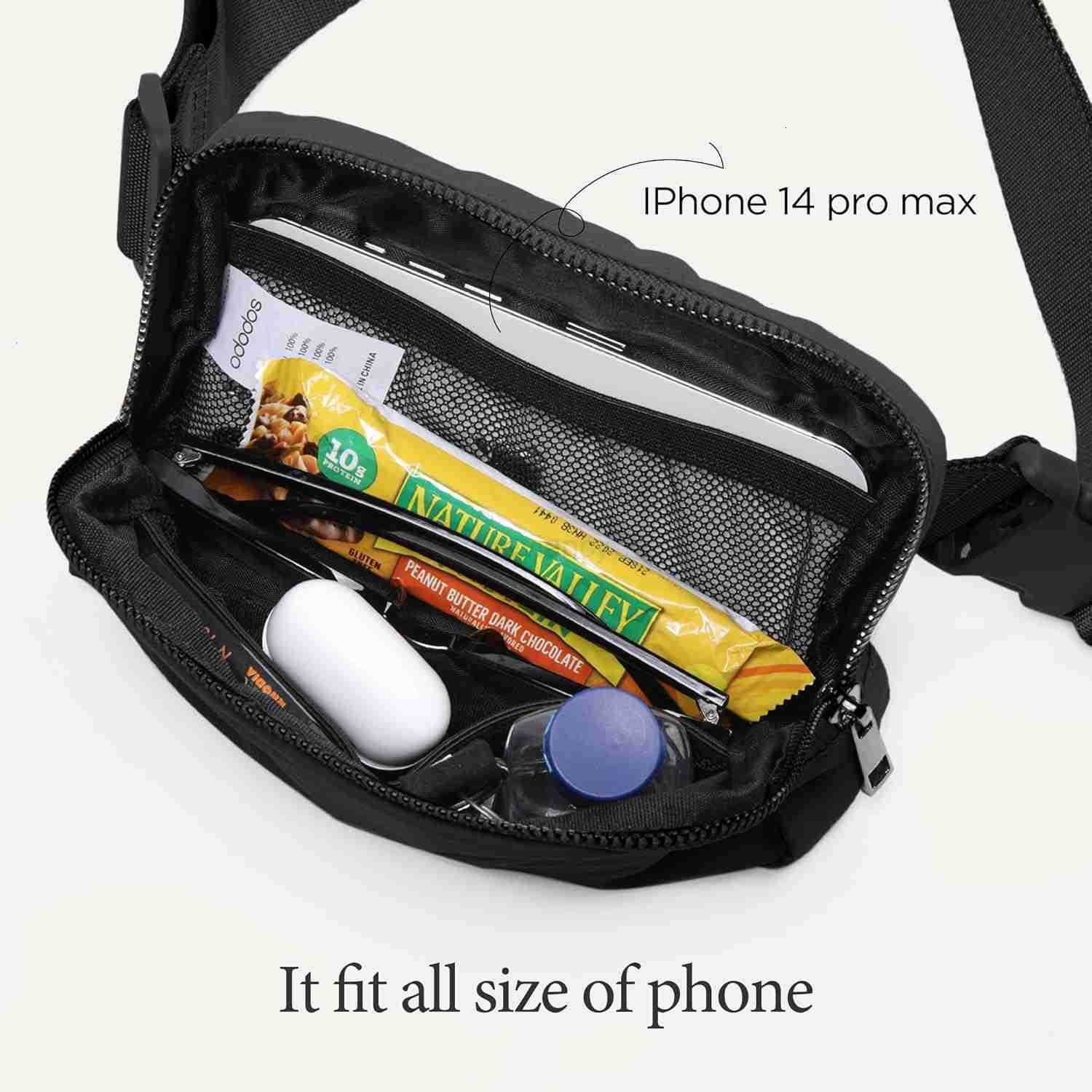 Unisex Mini Belt Bag with Adjustable Strap Small Fanny Pack for Workout Running Traveling Hiking BlackW250911