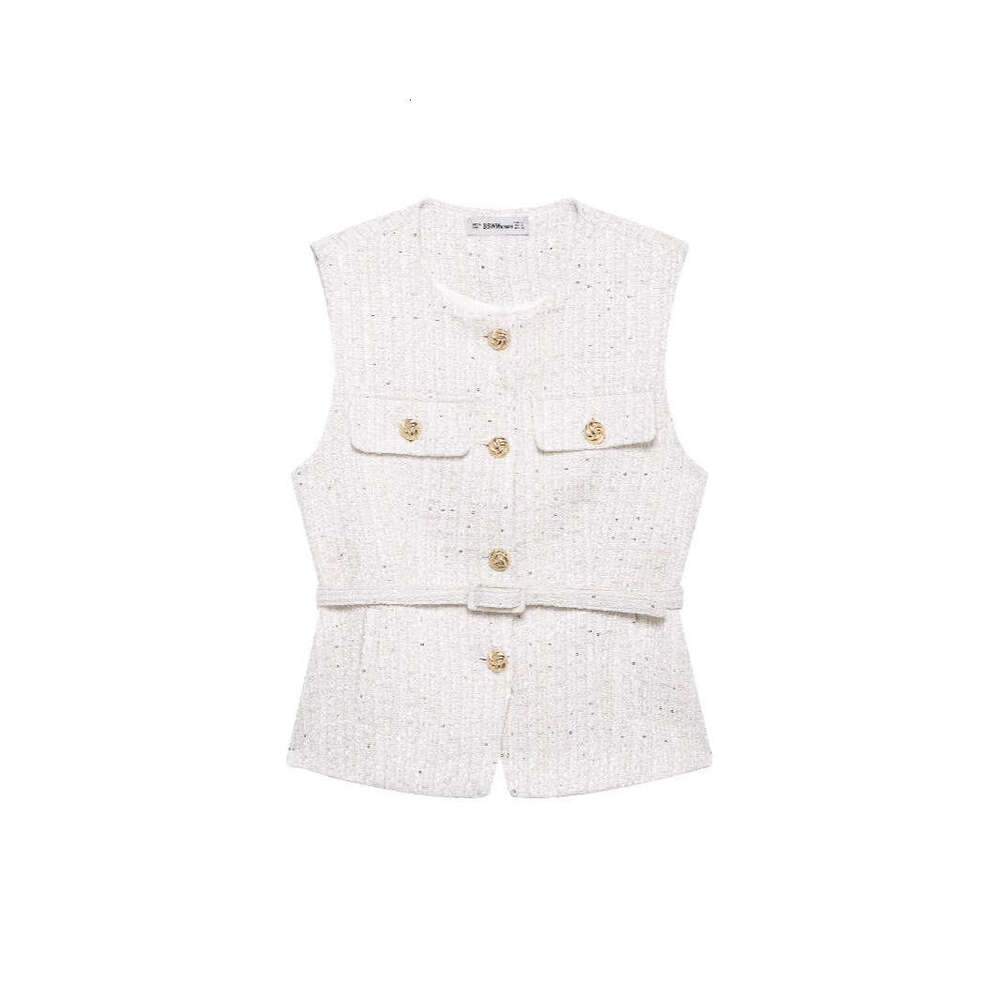 DHEssentials Summer New French Style Fashion Elegant Versatile Belt Textured Vest
