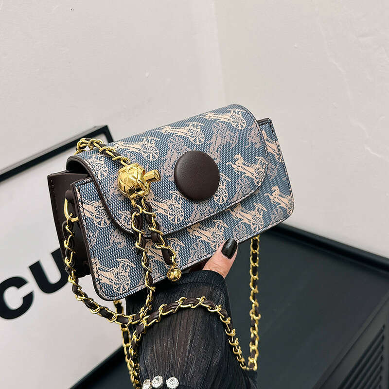 Designer Bag Vintage Elegant Shoulder Bags for Women Trendy Chain Women's Small Square Bag 2025 New Pattern Printed Phone Shoulder Crossbody Bag