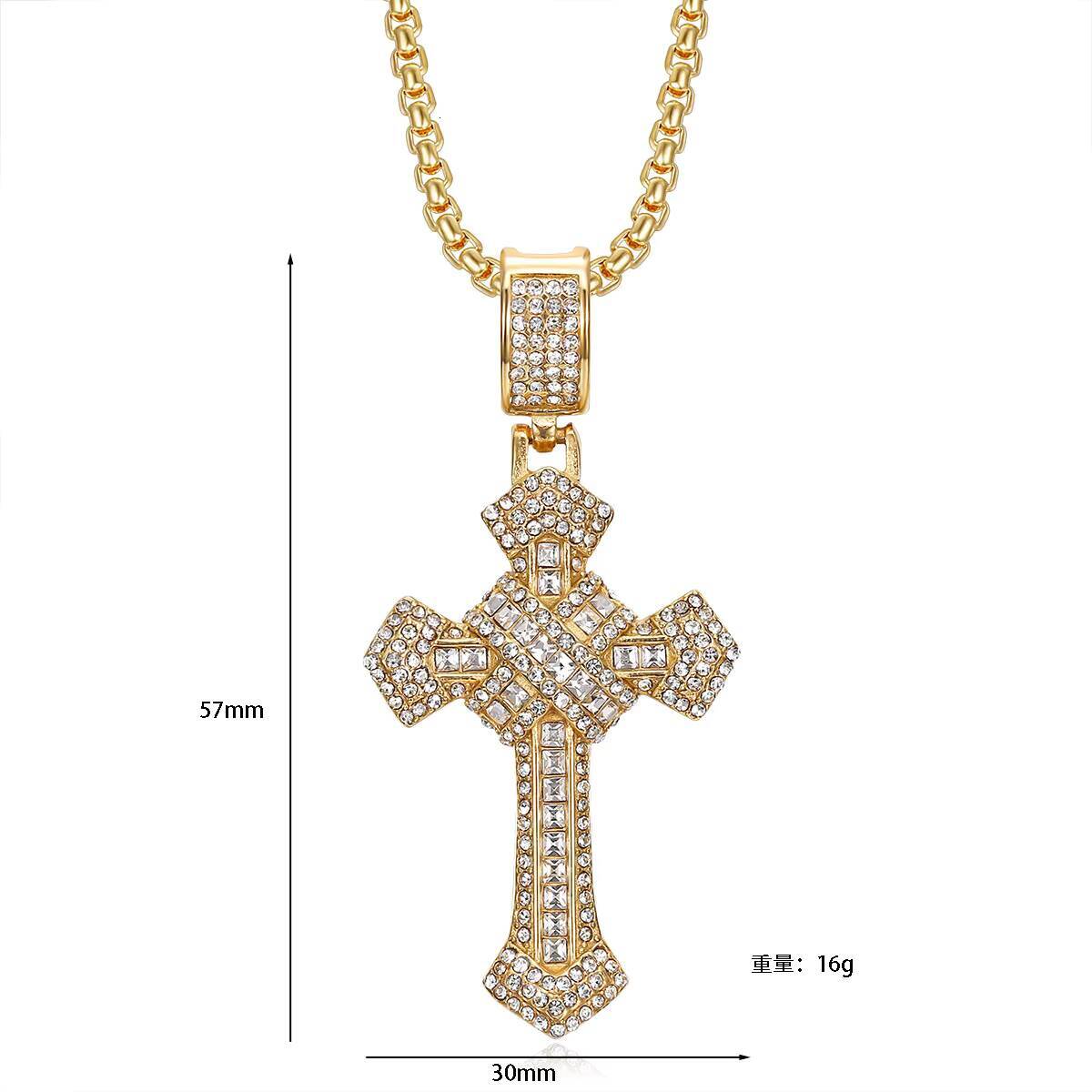HipHop Jewelry Diamond Stainless Steel Cross Necklace Wholesale Jewelry CZ Cross Pendant for Men WOMEN Necklace Pendent Necklace