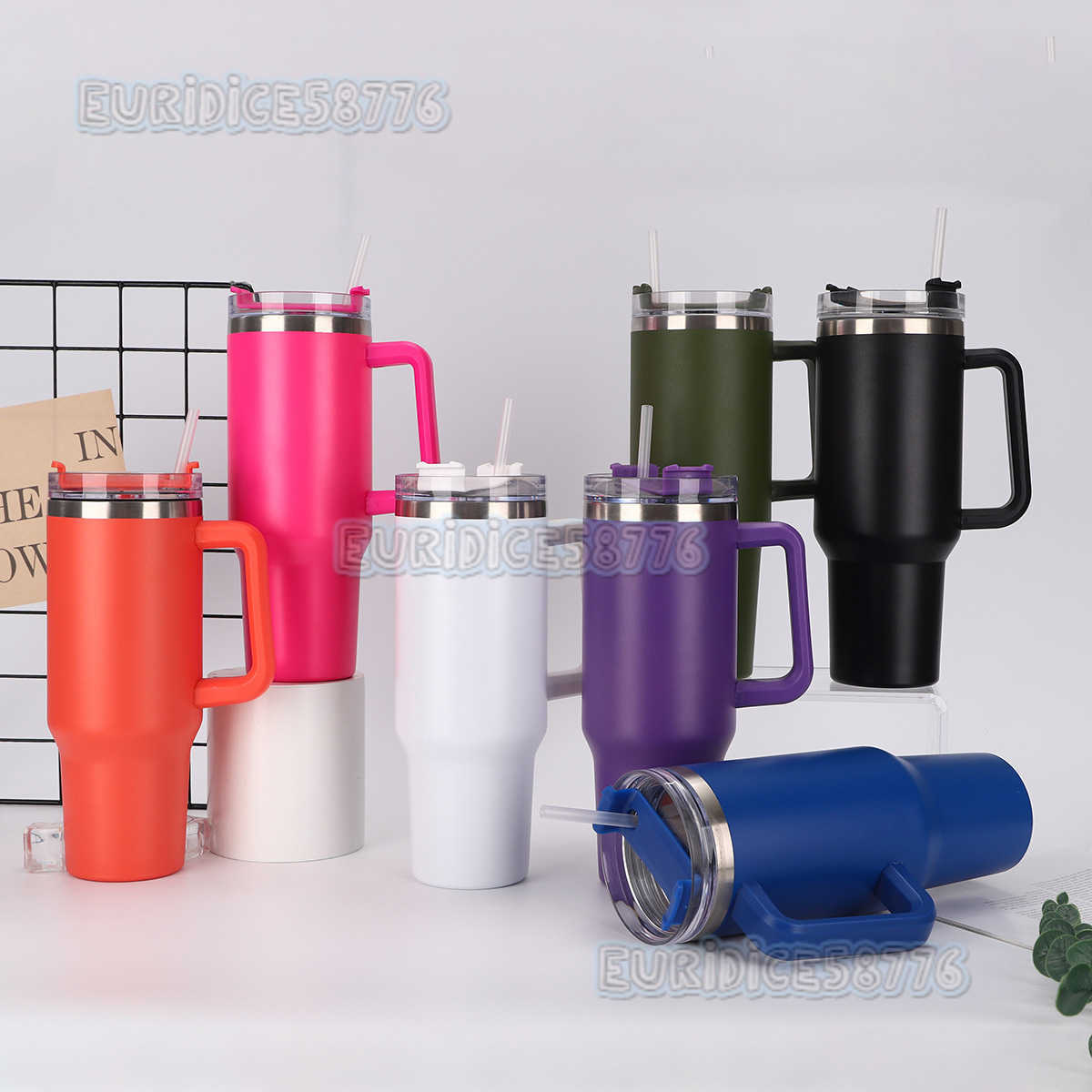 40oz Straw Handle Cup Large Capacity Doublelayer Insulated Cup Outdoor Portable Car Cup Gift H250911
