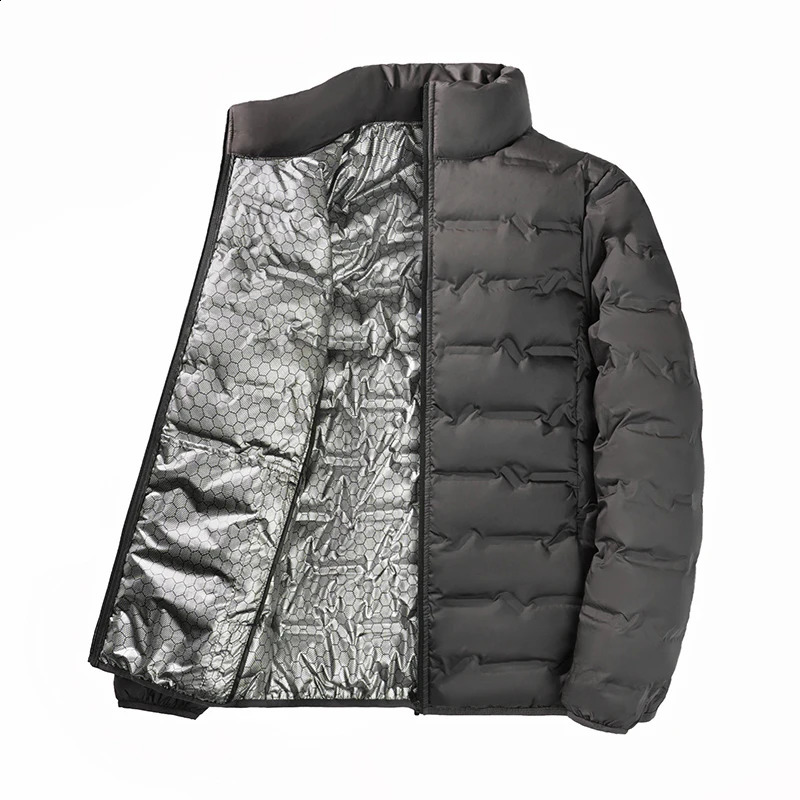 Graphene Selfheating Down Jacket Men Solid Windproof Pleated Jackets Stand Collar Classical Warm Winter Male 250911