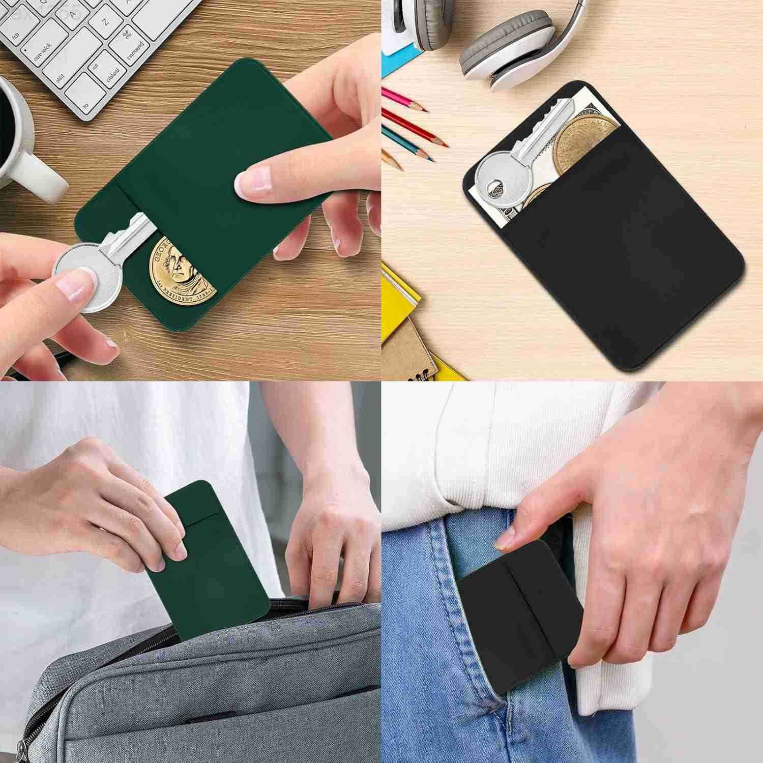 Flat Thin Wallet Key Holder Credit Card Size Minimalist Slim Key Organizer Sleeve BlackW250911