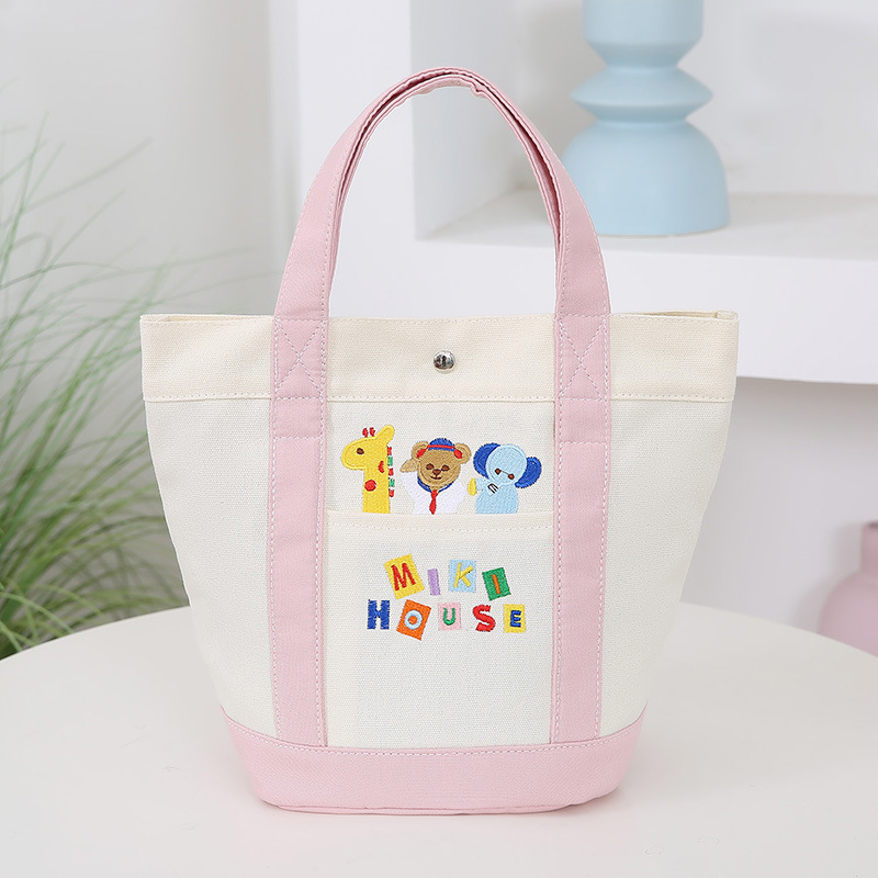 New Canvas Bag Japanese Cartoon Cute Embroidery Designer Bag Mommy Bag Free Shipping Letter Lunch Luxury Bag Bag Large Capacity Tote Bag
