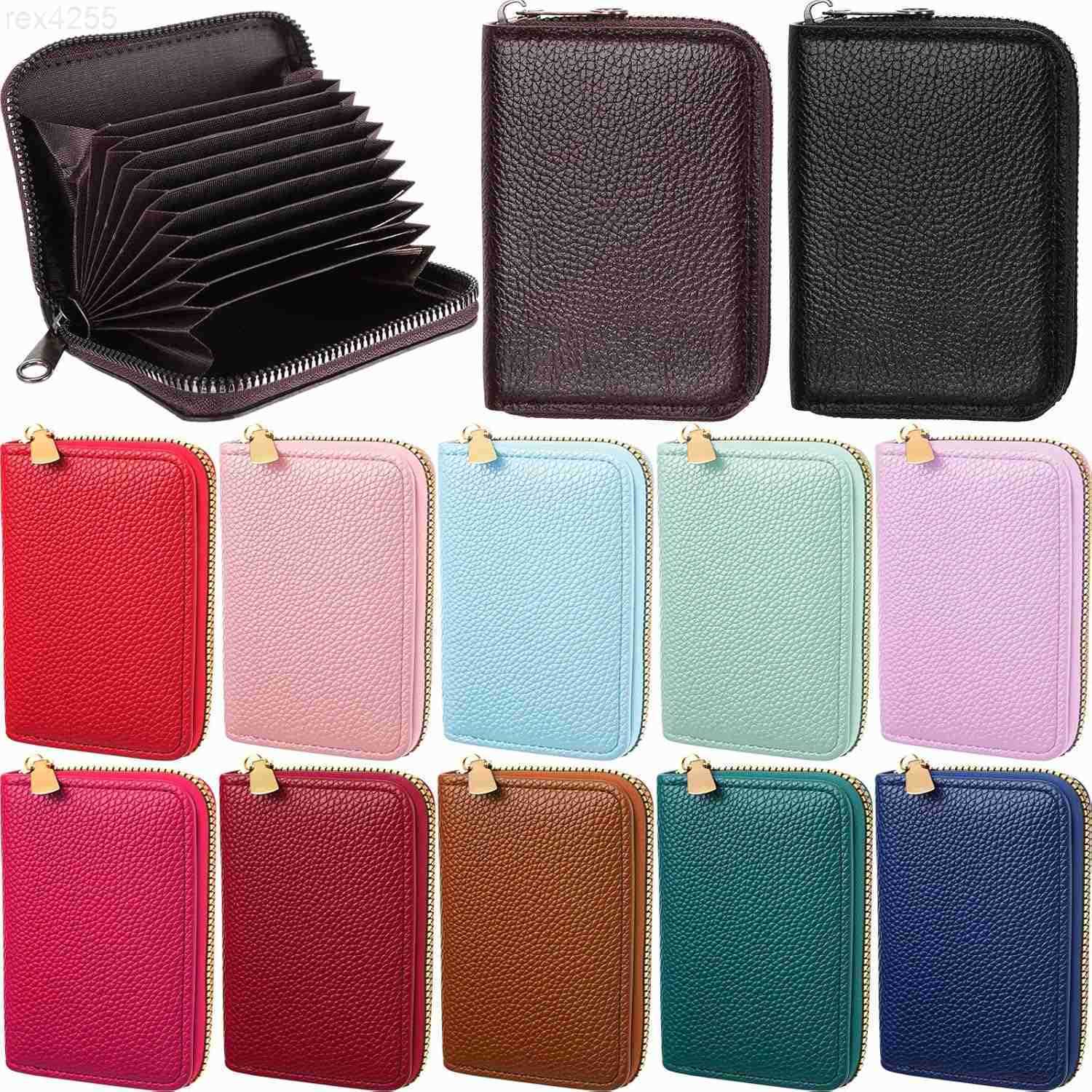 12 Pcs RFID Blocking PU Leather Wallet Zipper Credit Card Wallet Small Business Accordion Card Cases Holder ID Hard Case for Women Men Multicolor 11 P