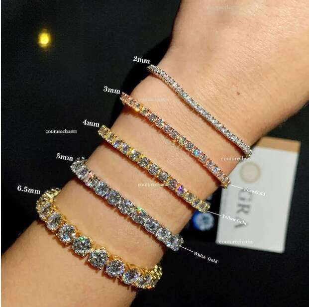 Sier Jewelry Ice Mossanite Moissanite Colorful Champagne Green Black Blue Tennis Chain Necklace