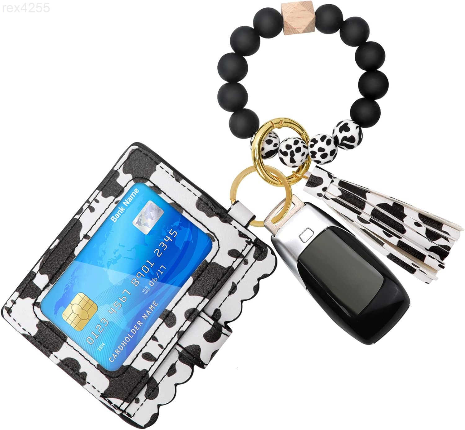 Keychain for Women Silicone Key Ring Bracelet Wristlet Wallet Bracelet Keychain Card Holder KeyringW250911