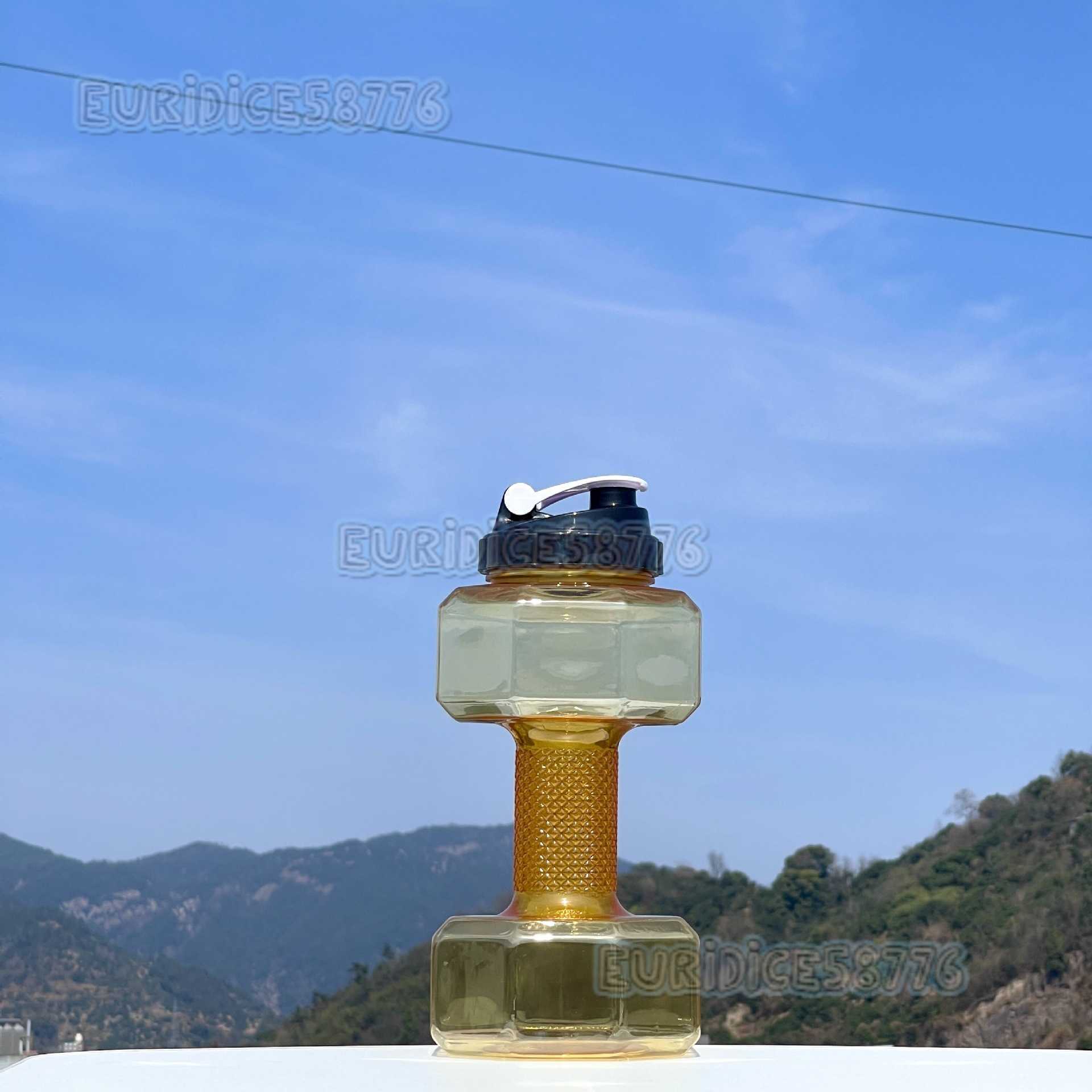 Creative Dumbbell Water Cup Fitness Refillable Plastic Cup 22l Large Capacity Outdoor Water Bottle Creative Fitness Water Cup H250911
