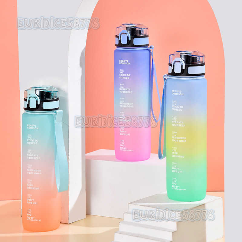 Single Drink Plastic Cup New Gradient Sandblasting Large Capacity 1l Water Bottle Direct Drinking Space Cup H250911