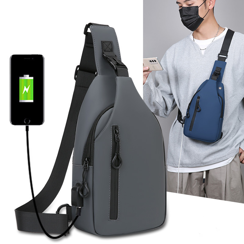 Multifunctional USB Fashion Chest Bag Men New Simple Shoulder Bag Large Capacity Trendy Designer Bag Lightweight Versatile Luxury Free Shipping Bag Cr