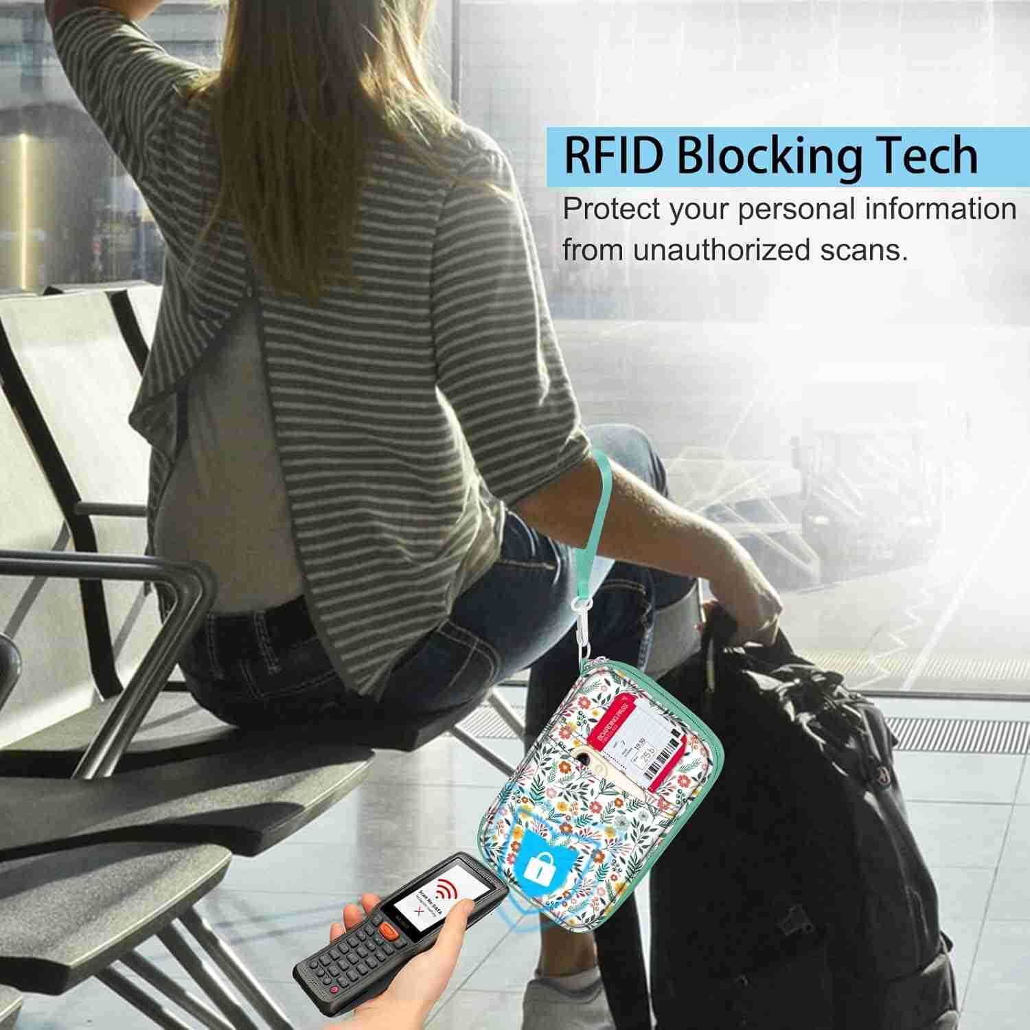 Family Passport Holder for Travel 6 People Big Capacity RFID Blocking Travel Document Organizer Clutch Bag with Pen Holder Keychain Credit Cards Case 
