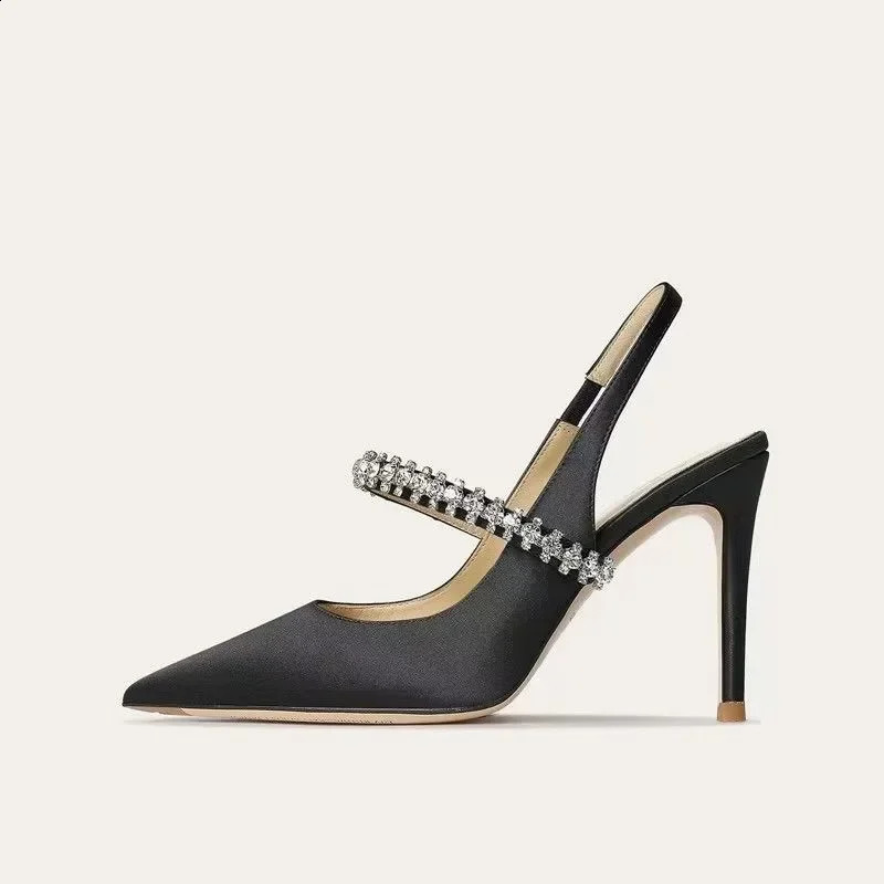 Womens Water Diamond 2025 Slim Heeled Pointed Highheeled Shoes with A Headband and Sandals for Womens Singles250910