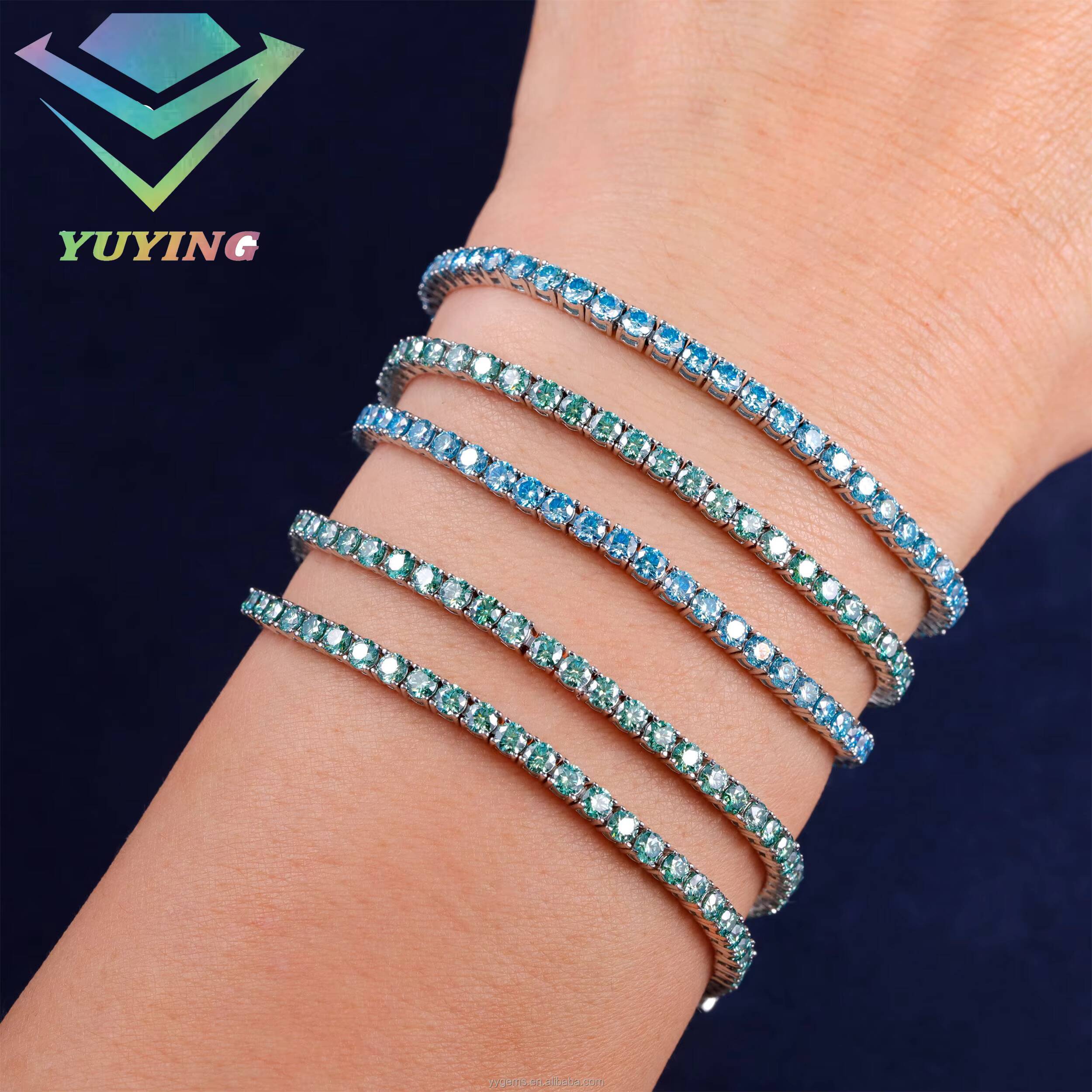 High-quality GRA certificateD-color VVS-grade moissanite silver-plated gold tennis bracelet