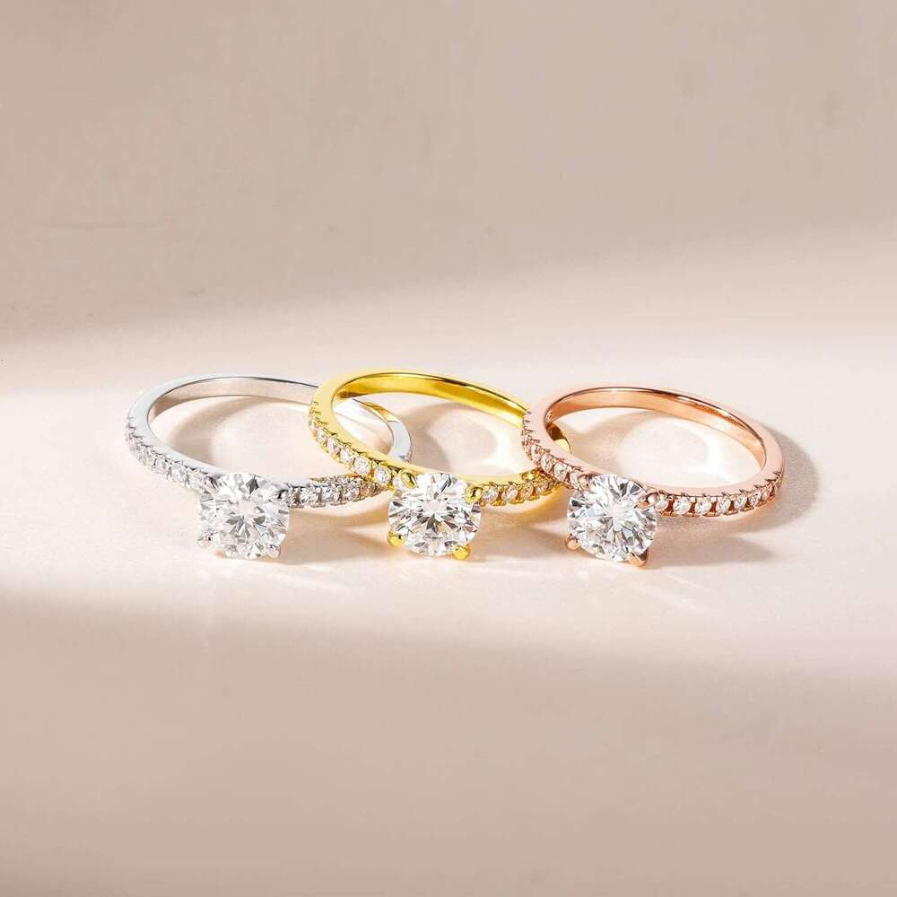 Sterling Sier 1.25 CT Round Solitaire Cubic Zirconia Engagement Halo Promise Ring Size 3-13