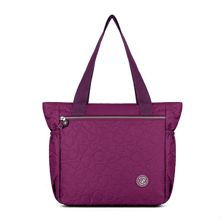 Korean Style Fashion Heart Embroidery Handbag Luxury Bag Large Capacity Solid Free Shipping Color Simple Shoulder Bag Designer Bag Outdoor Middle Aged