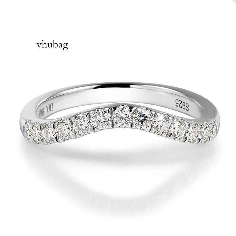D color Moissanite for women simple all-in-one ins Wind index finger S sterling sier V-shaped dia ring H240706