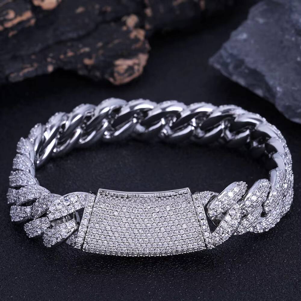 NUOYA Hip Hop Luxury 13mm 2 Row Diamond Cuban Chain Necklace Micro Pave Bling Iced Out Zircon Cuban Link Chain Jewelry for Women