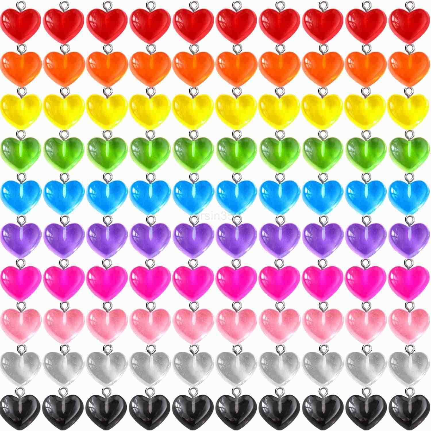 Heart Charms Pendant Colorful Love Heart Candy Charm Keychains Necklace Earring Pendant for DIY Jewelry Crafts SuppliesW250911