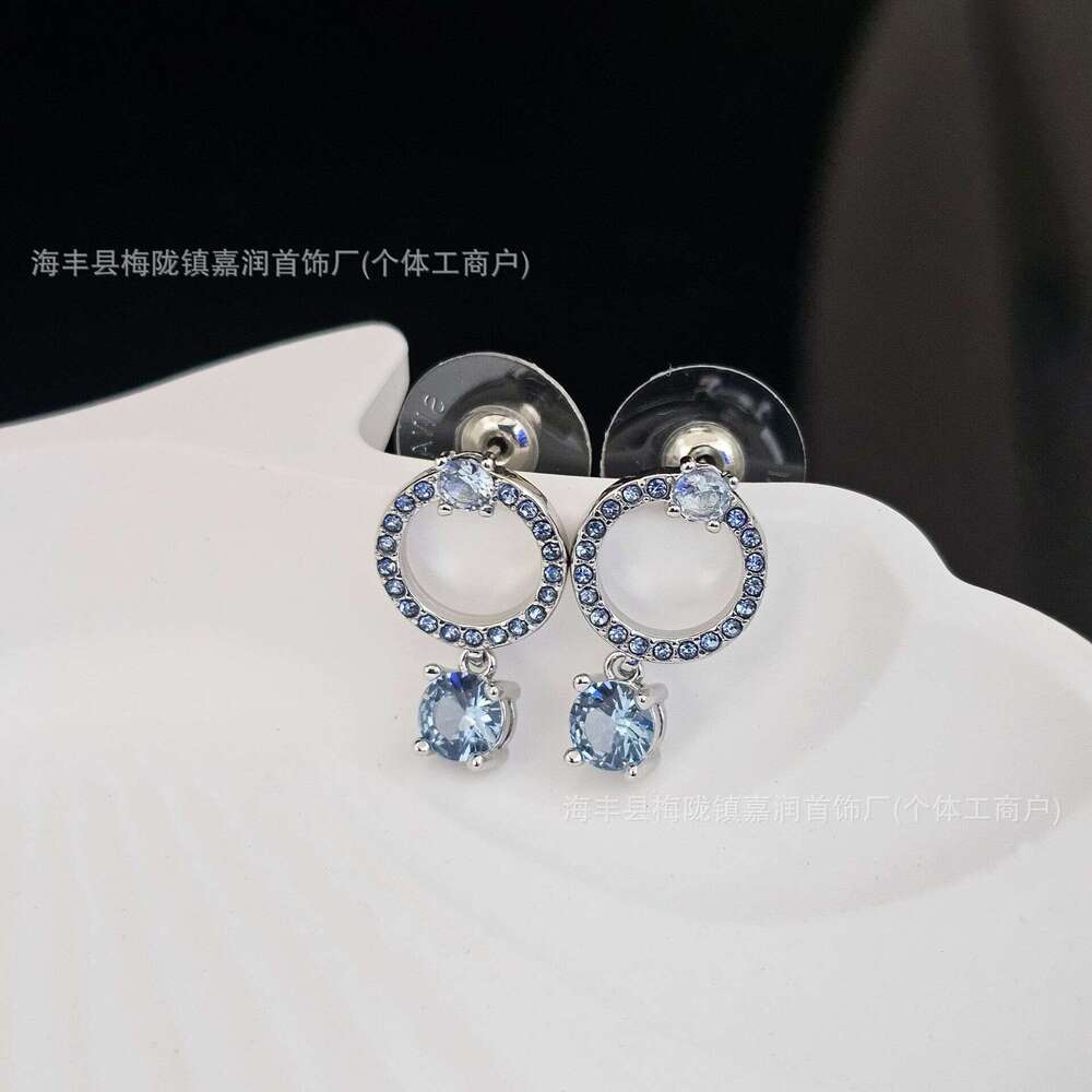 Shijia Constella Circle Round Full Dia Necklace Water Drop Earrings for Women Light High-end Exquisite Jewelry