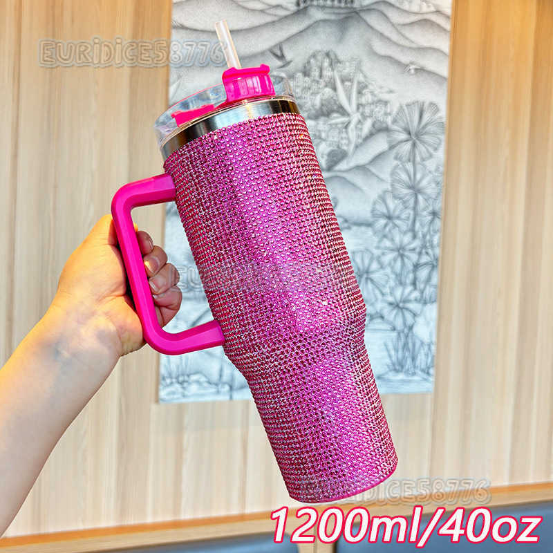 40oz Handle Car Insulated Cup with Handle Large Capacity Ice Stainless Steel Straw Cup H250911