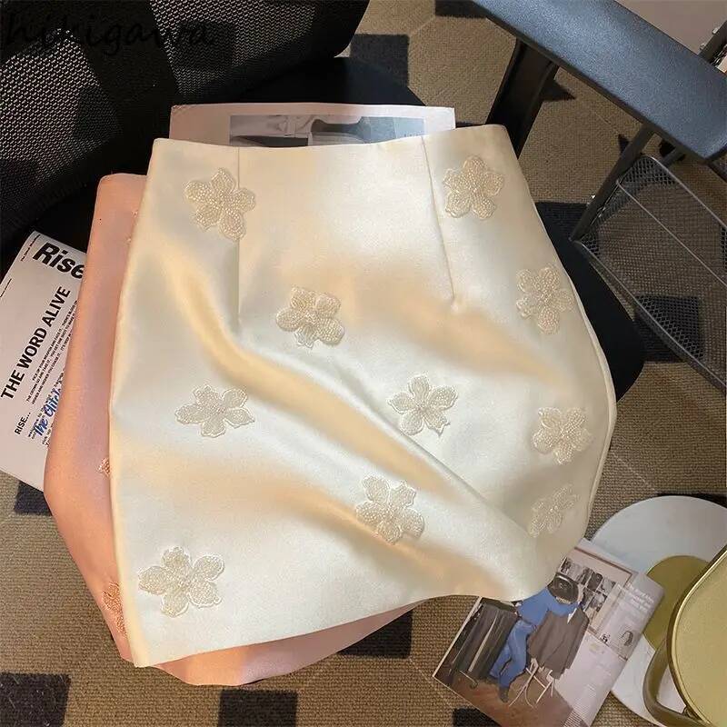 Temperament Women Skirt High Waist A-line Jupe Fashion Beading Vintage Saia Korean Mini Skirts 2025 Faldas Mujer De Moda 27r897 dongdumaoyi