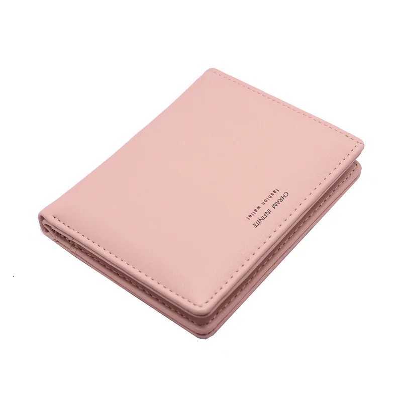 Womens simple letter bifold short wallet thin solid color versatile credit card holder casual and fashionable clutch W250911