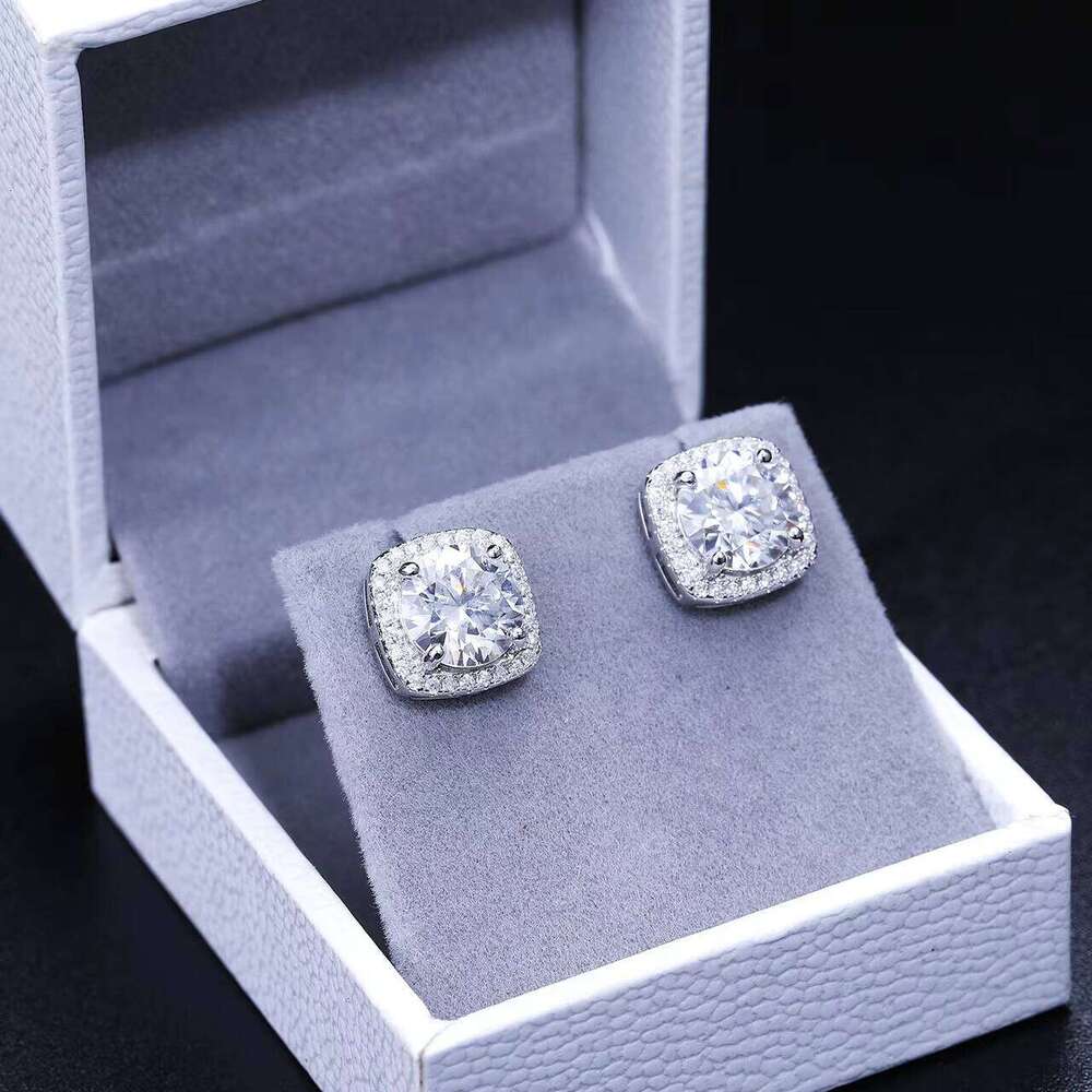 Ready to Ship Sterling Sier Hip Hop VVS Moissanite Stud Earrings Gold Plated Hot Selling Fine Jewelry With Dia Tester