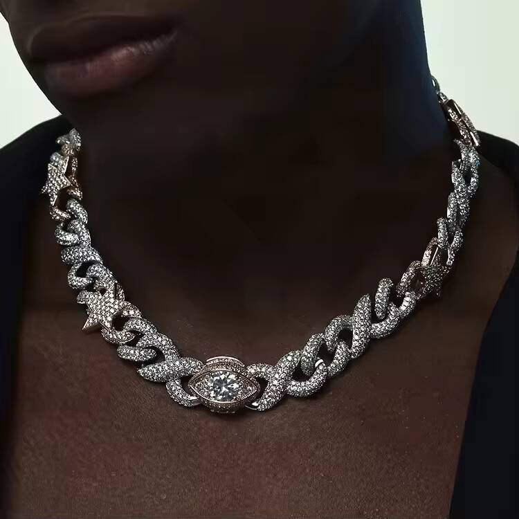 Hip Hop Rose Gold Plated 18MM Cuban Link Chain for Men Iced Out CZ Diamond for Wedding or Gift