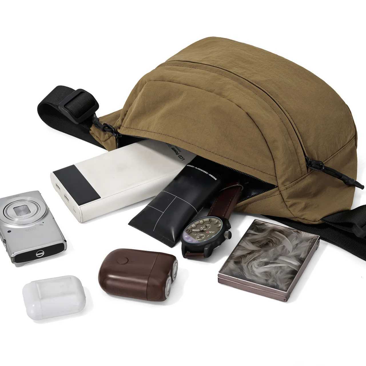 Womens BigCapacity Casual Chest Bag Mens Durable Biker Waist Bag Nylon Simple Unisex Crossbody Bag Z250911