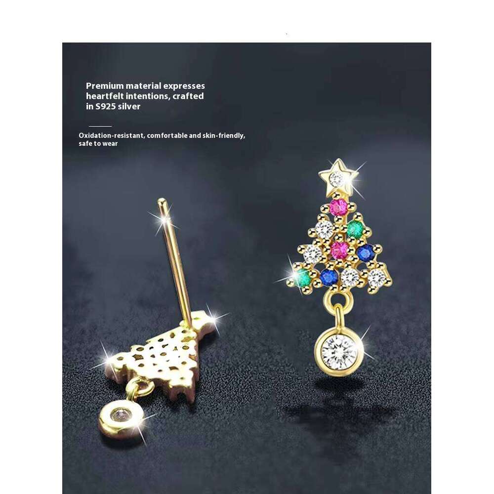 Sterling Sier Fine Stud Earrings Elegant Christmas Tree Jewelry Moissanite Colorful Dia Gold Inspired 'Little Red