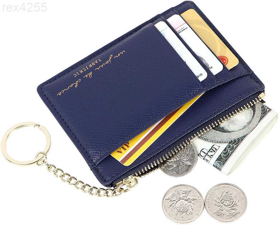 Womens 8 Cards Slim Minimalist Card Holder Coin Changes Purse Keychain Front Pocket WalletW250910