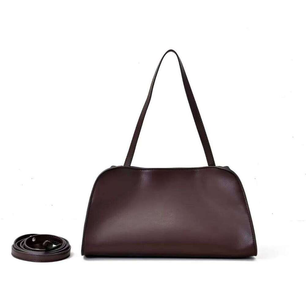 Genuine Leather Underarm 2025 New Niche Design Top Layer Cowhide Extremely Simple Shoulder Crossbody Women Hand Tote Bag