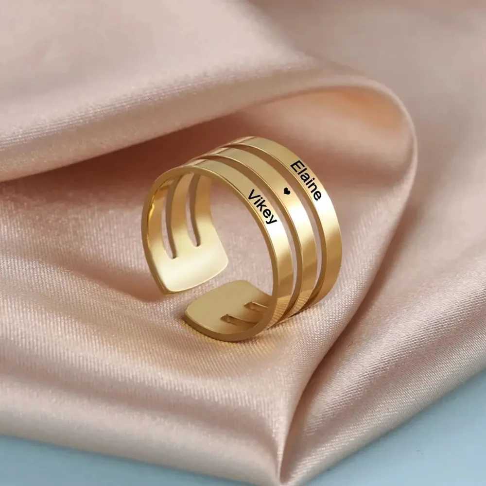 COOLTIME Personalized Name Ring Stainless Steel Fashion Double Triple Name Ring for Couple Jewelry Birthday Gift New W250911